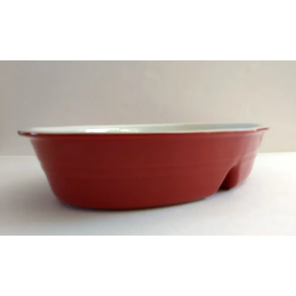 Sur La Table Stoneware 2-Section‎ Dish Casserole Red Oven to Table Portugal NWT